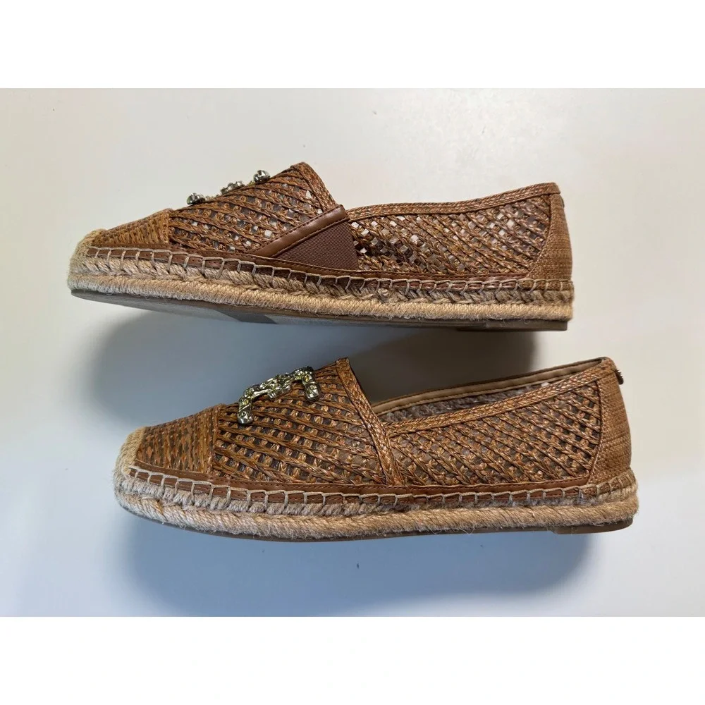 Sam Edelman Chiara Raffia Espadrille‎ Flats Women Size 10.5 M Embellished